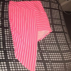 Open Leg/Slit Leg Pink & White Striped Skirt